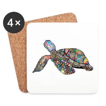 Schildkröte Mosaik - Untersetzer (4er-Set) - Weiß - Vorne