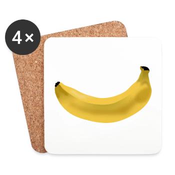 banane - Dessous de verre (lot de 4) - blanc - Devant