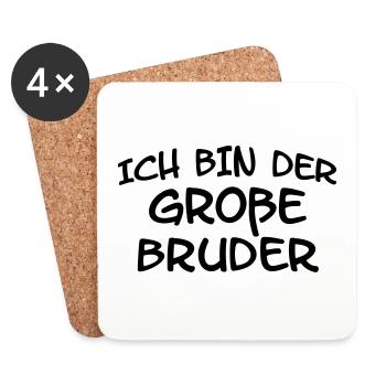 Ich bin der Große Bruder Schriftzug gebogen - Untersetzer (4er-Set) - Weiß - Vorne