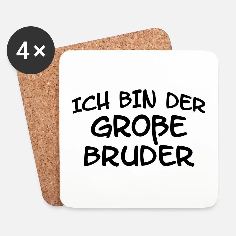 Ich bin der Große Bruder Schriftzug gebogen - Untersetzer (4er-Set) - Weiß