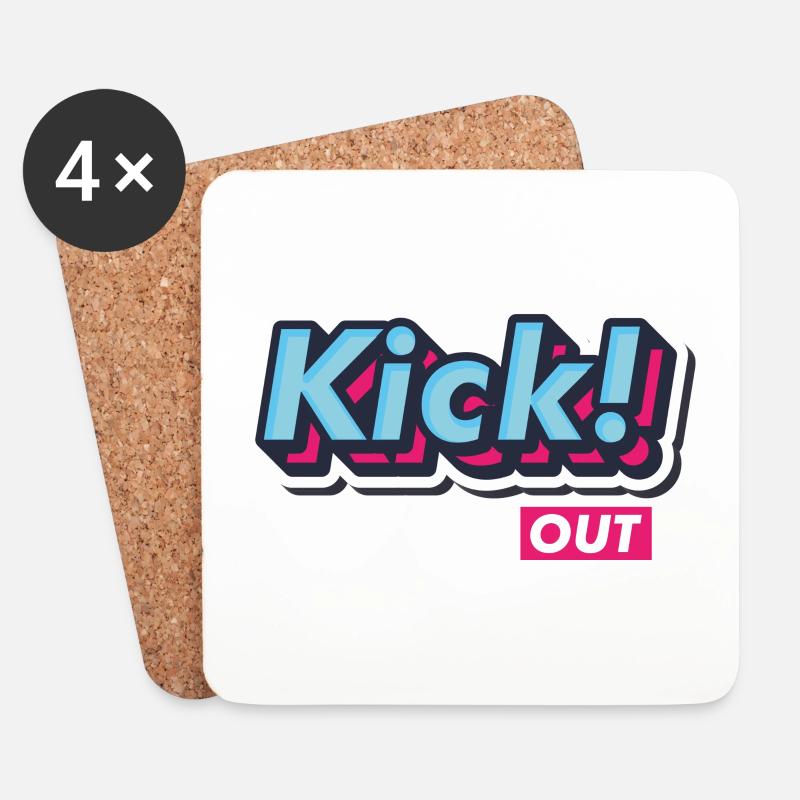 Pop-Art Comic Retro Vintage Text "Kick Out" - Untersetzer (4er-Set) - Weiß