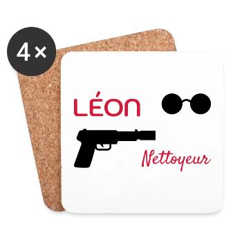 Léon - Nettoyeur - Film Culte - Cinéma - Dessous de verre (lot de 4) - blanc - Devant