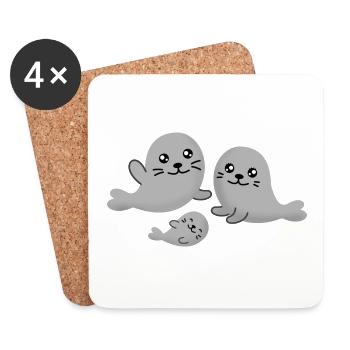 SEAL SEAL SEAL WALROSS SEA ANIMAL GIFT - Coasters (set of 4) - white - Front