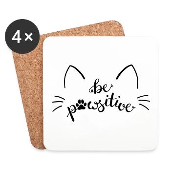 Cat be pawsitive - Coasters (set of 4) - white - Front