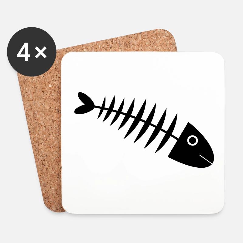 Fischgräte Fisch angeln - Untersetzer (4er-Set) - Weiß