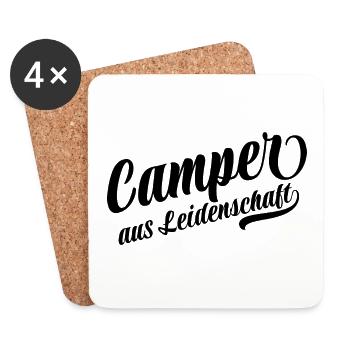Camper aus Leidenschaft - Camping - Spruch - Untersetzer (4er-Set) - Weiß - Vorne
