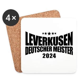 Leverkusen - Deutscher Meister 2024 - Untersetzer (4er-Set) - Weiß - Vorne