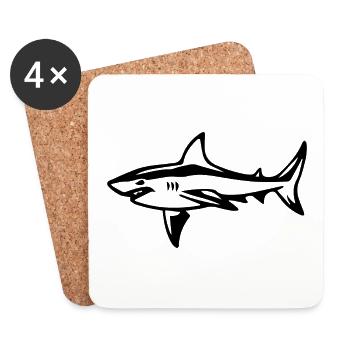 Requin - Dessous de verre (lot de 4) - blanc - Devant