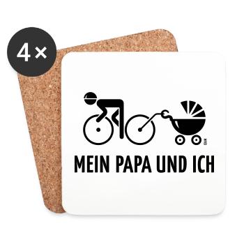 Mein Papa Und Ich (Fahrrad & Kinderwagen / Black) - Untersetzer (4er-Set) - Weiß - Vorne
