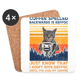 Coffee Backwards is Eeffoc | Coffee Fuck Cat - Coasters (set of 4) - white - Front