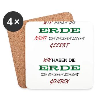 ERDE -> ZUKUNFT - Untersetzer (4er-Set) - Weiß - Vorne