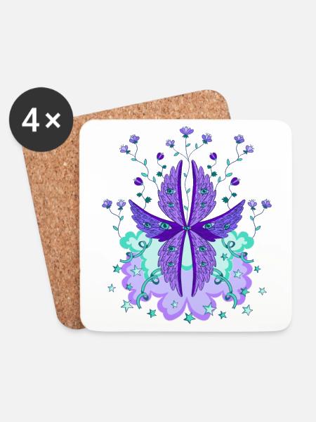 biblically accurate angel seraph seraphim purple - Coasters (set of 4) - white