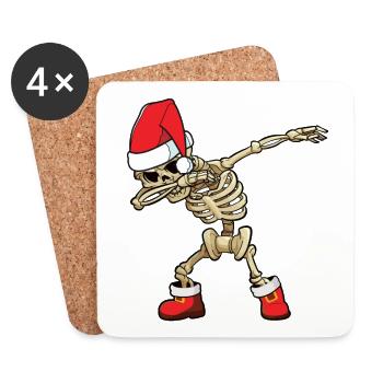 Dabbing Skeleton Santa Claus - Coasters (set of 4) - white - Front