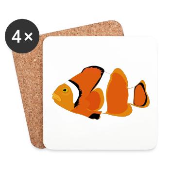 Clownfisch - Untersetzer (4er-Set) - Weiß - Vorne