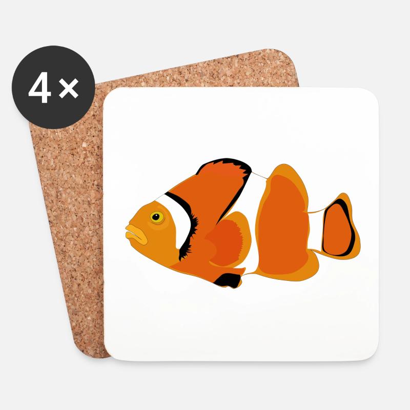 Clownfisch - Untersetzer (4er-Set) - Weiß