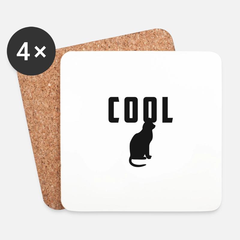 Cool Cat 2 - Untersetzer (4er-Set) - Weiß