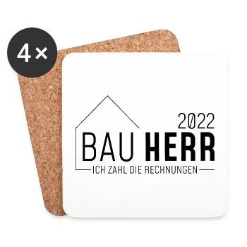 Bauherr 2022 - Ich zahl die Rechnungen / dunkel - Untersetzer (4er-Set) - Weiß - Vorne