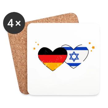Ich liebe Israel Deutschland Flaggen Herzen Fahnen - Untersetzer (4er-Set) - Weiß - Vorne