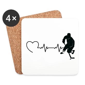 Hockey sur glace Hockey sur glace Patins rétro Puck Ice - Dessous de verre (lot de 4) - blanc - Devant