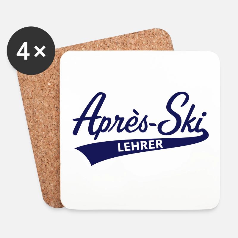 Après-Ski – Lehrer (Schriftzug / Apres Ski) - Untersetzer (4er-Set) - Weiß