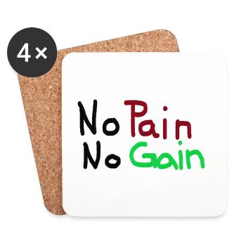No Pain No Gain - Untersetzer (4er-Set) - Weiß - Vorne