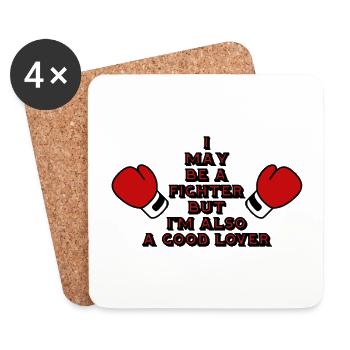boxing gloves I may be a Fighter and good lover - Coasters (set of 4) - white - Front