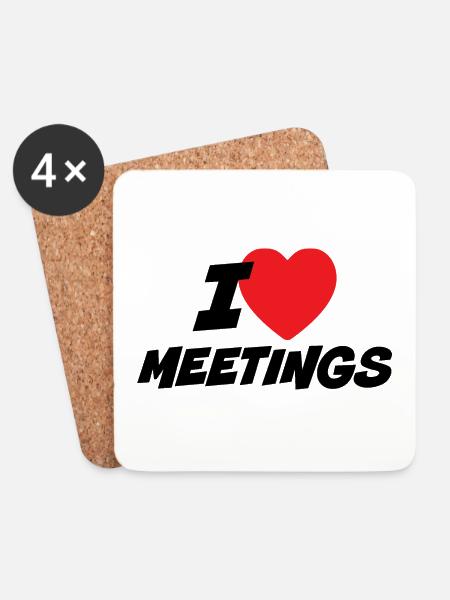 Ich liebe Meetings - Untersetzer (4er-Set) - Weiß