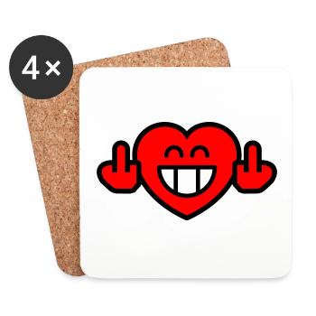 Emoticon Grin Heart with Stinkfingers (3c) - Untersetzer (4er-Set) - Weiß - Vorne