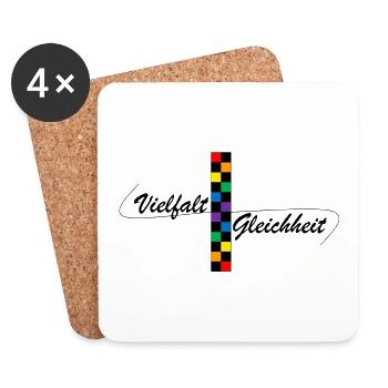 Vielfalt und Gleichheit | Design Regenbogenflagge - Untersetzer (4er-Set) - Weiß - Vorne