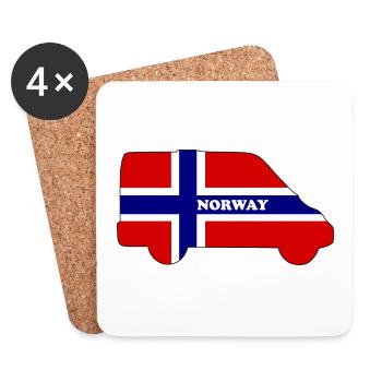 Norway - Van/Camping-Kastenwagen-Kontur - Untersetzer (4er-Set) - Weiß - Vorne