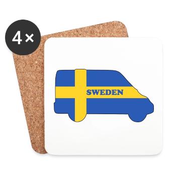 Sweden - Van/Camping-Kastenwagen-Kontur - Untersetzer (4er-Set) - Weiß - Vorne