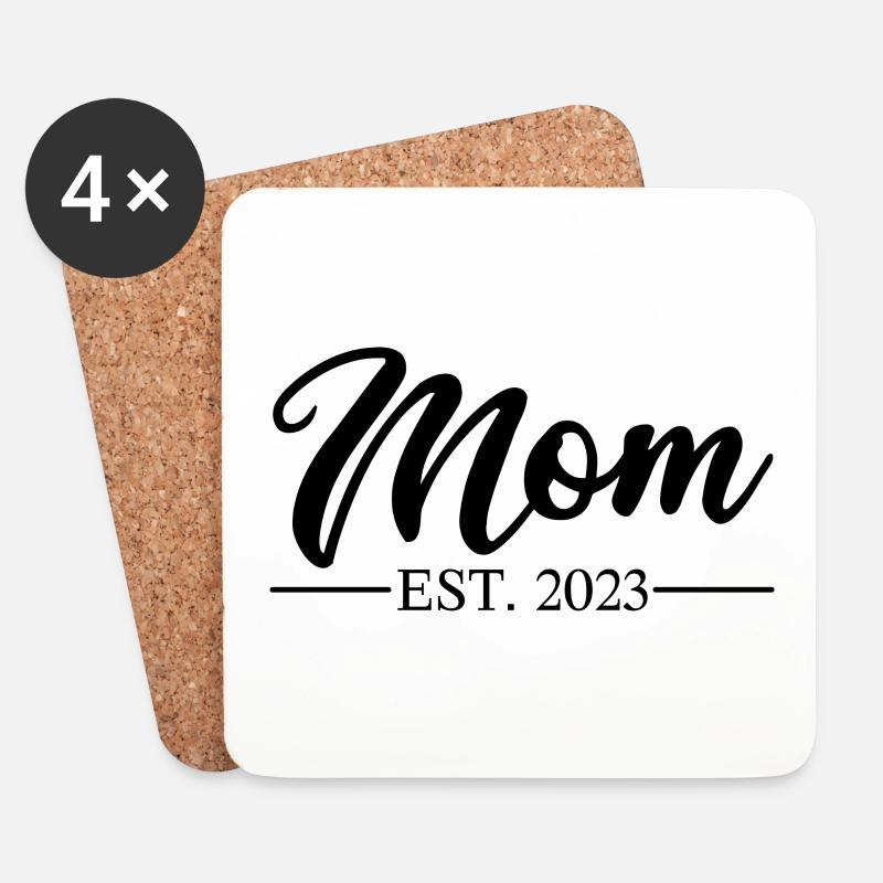 Mom EST 2023 - Untersetzer (4er-Set) - Weiß
