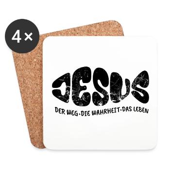 Jesus - Der Weg, Die Wahrheit, Das Leben - Untersetzer (4er-Set) - Weiß - Vorne