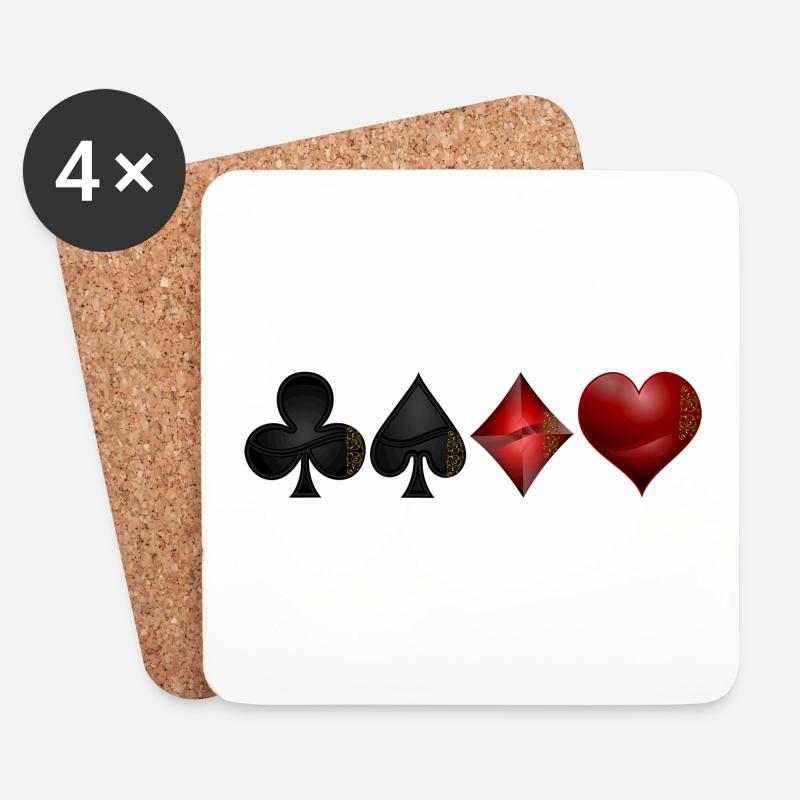 Kreuz Pik Karo Herz - Untersetzer (4er-Set) - Weiß