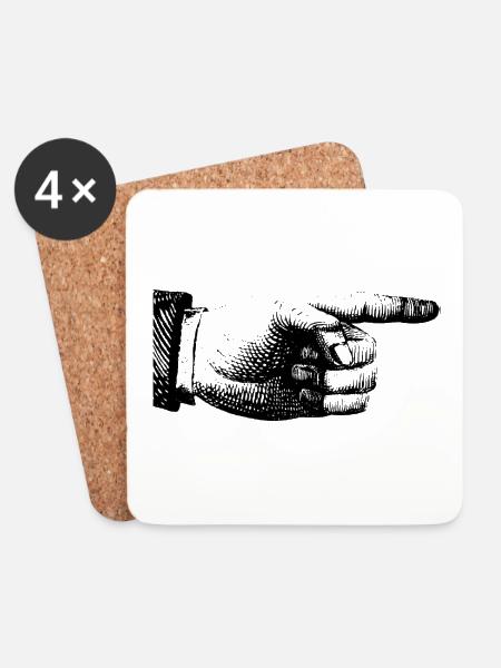 Finger zeigen - Untersetzer (4er-Set) - Weiß