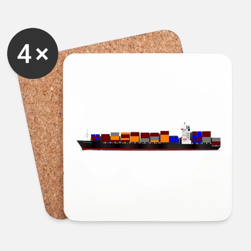 Containerschiff - Untersetzer (4er-Set) - Weiß