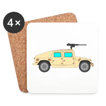 Military vehicle - Coasters (set of 4) - white - Front