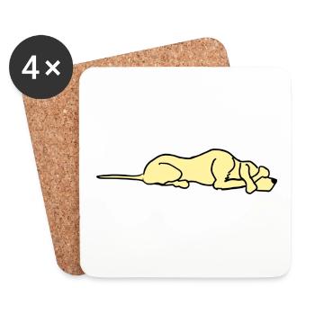 dessin animé chien - Dessous de verre (lot de 4) - blanc - Devant
