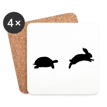 Turtle and hare - Coasters (set of 4) - white - Front