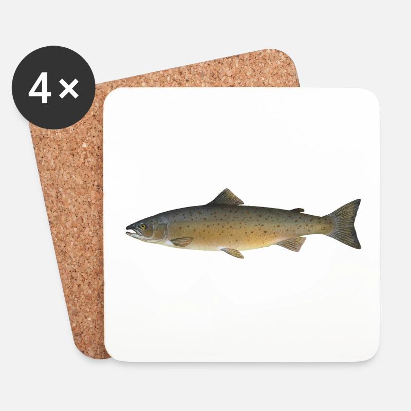 Lachs - Untersetzer (4er-Set) - Weiß
