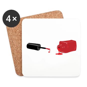 Red nail polish / Nail polish gift / Gift idea - Coasters (set of 4) - white - Front