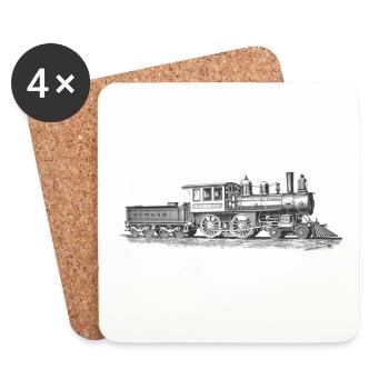 Train / Locomotive / Locomotive / cadeau de chemin de fer - Dessous de verre (lot de 4) - blanc - Devant