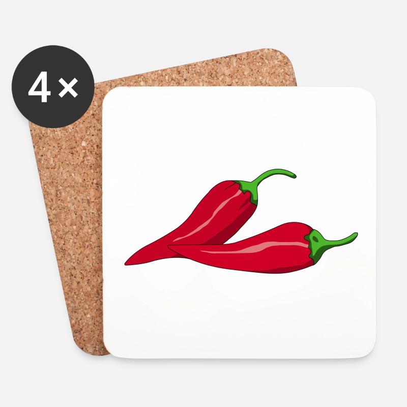 Chillischoten Chilli - Coasters (set of 4) - white