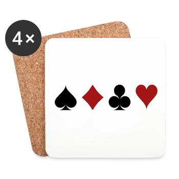 Pik, Karo, Kreuz, Herz Kartensymbole. Geschenkidee - Untersetzer (4er-Set) - Weiß - Vorne
