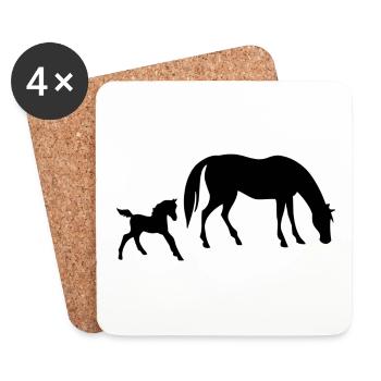 Pferd und Fohlen Design - Untersetzer (4er-Set) - Weiß - Vorne