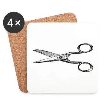 Schere Zeichnung Friseur - Untersetzer (4er-Set) - Weiß - Vorne