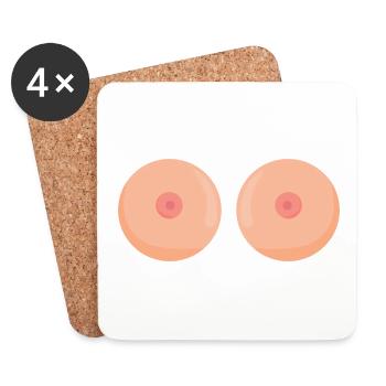 Brüste Titten Lustig Trash - Untersetzer (4er-Set) - Weiß - Vorne