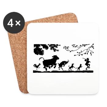animaux - Dessous de verre (lot de 4) - blanc - Devant