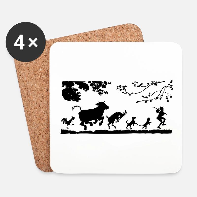 Tiere - Untersetzer (4er-Set) - Weiß
