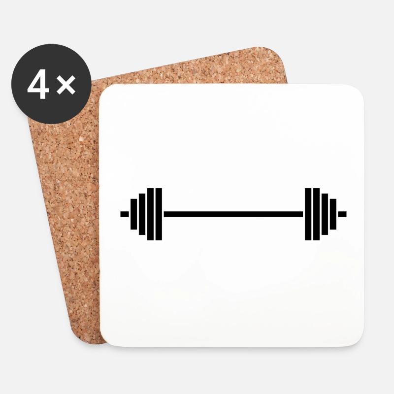 Barbell design - Coasters (set of 4) - white